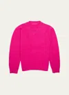 The Elder Statesman Monterey Three-quarter Sleeve Cashmere Sweater In Electric P