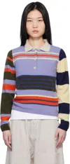 The Elder Statesman Multicolor Chaos Stripe Fitted Polo In D348 Nwo/anm/prs/bjy