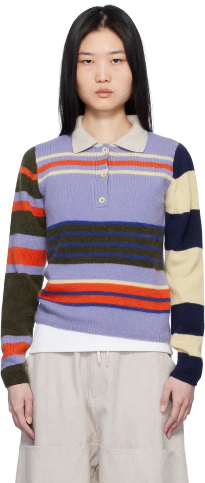 The Elder Statesman Multicolor Chaos Stripe Fitted Polo In D348 Nwo/anm/prs/bjy