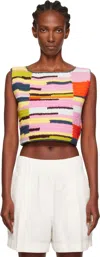 The Elder Statesman Multicolor Crochet Sleeveless Top