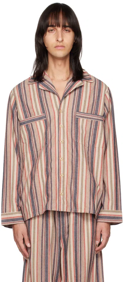 The Elder Statesman Leisure Stripe Cashmere-blend Shirt In C554 H22 Stripe