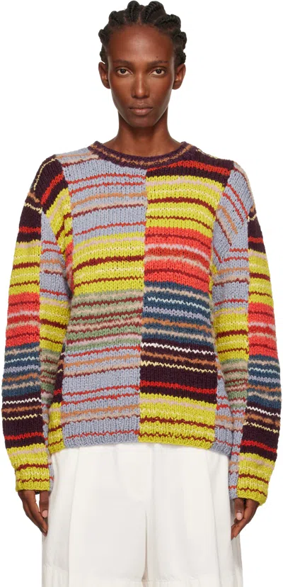 The Elder Statesman Multicolor Patchwork Scrap Crew Sweater