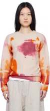 The Elder Statesman Multicolor Rorshach Malibu Sweater In D346 White W/ Mulber