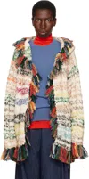 The Elder Statesman Run Ragged Hooded Fringed Striped Cable-knit Cotton Cardigan In D388 Beach Stripe