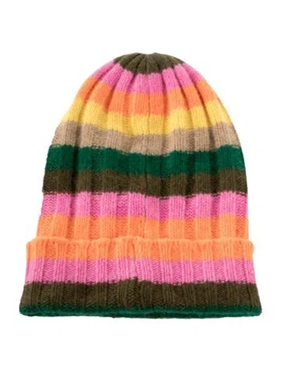 Pre-owned The Elder Statesman Multicolored Knit Beanie In Green