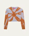 The Elder Statesman Mythic Tranquility Tie-dye Crop Sweater In Orange