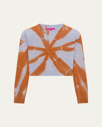 The Elder Statesman Mythic Tranquility Tie-dye Crop Sweater In Orange