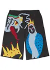 The Elder Statesman Mythical Creatures Intarsia Cashmere-blend Shorts In Black