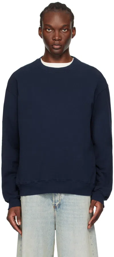 The Elder Statesman Daily Crew Cotton And Cashmere-blend Jersey Sweatshirt In Blue