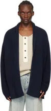 THE ELDER STATESMAN NAVY ITALY SMOKING CARDIGAN