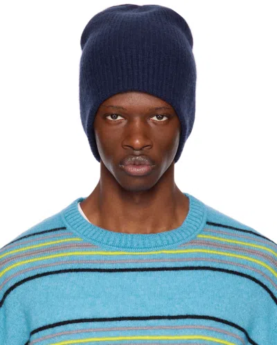 The Elder Statesman Rib Cashmere Watchman Cap In Navy