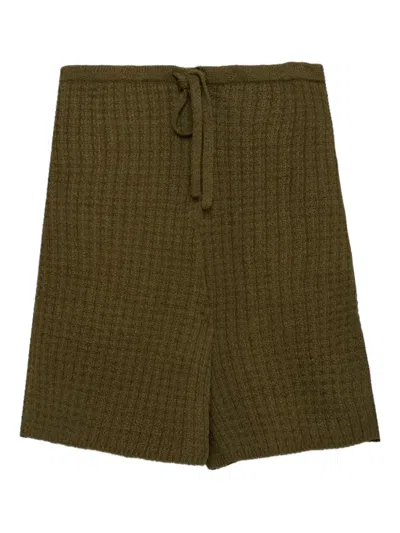 The Elder Statesman Nora Check-knit Shorts In Green