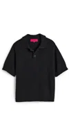 The Elder Statesman Nora Lite Check Unisex Polo Black