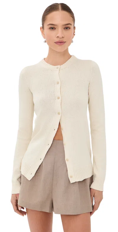 The Elder Statesman Nora Lite Ruth Cotton Cardigan Natural In White
