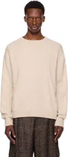 The Elder Statesman Off-white Simple Crew Sweater In Neutral