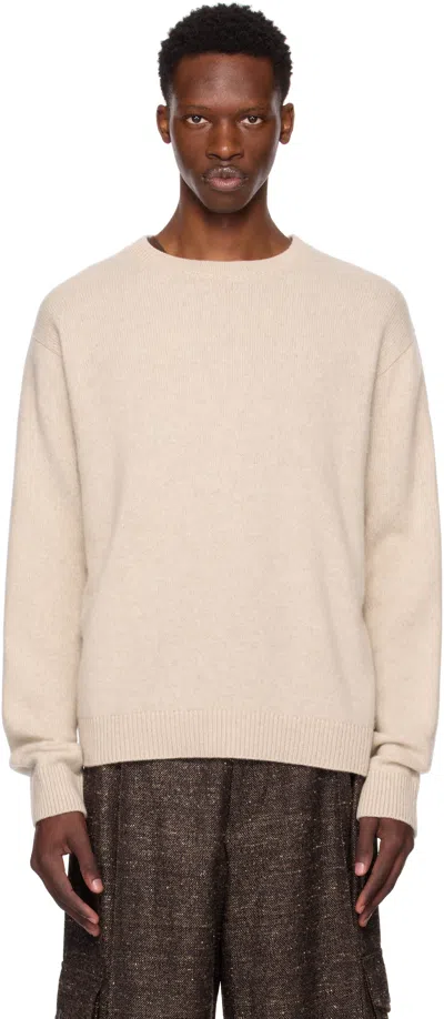 The Elder Statesman Off-white Simple Crew Sweater In Neutral