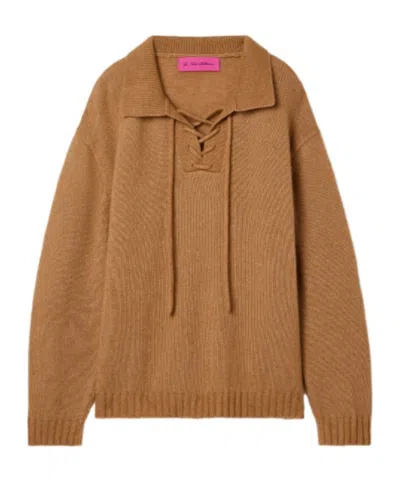 The Elder Statesman Oversized Tie-front Sweater In Brown
