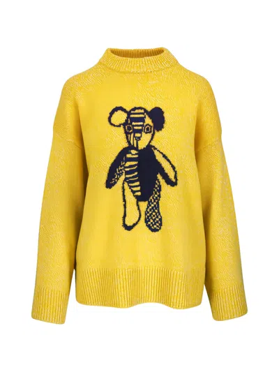 The Elder Statesman Pali Teddy Crew Printed Sweater In White