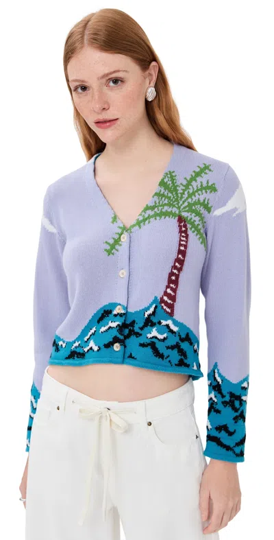The Elder Statesman Palm Beach Cardigan Palm Multi