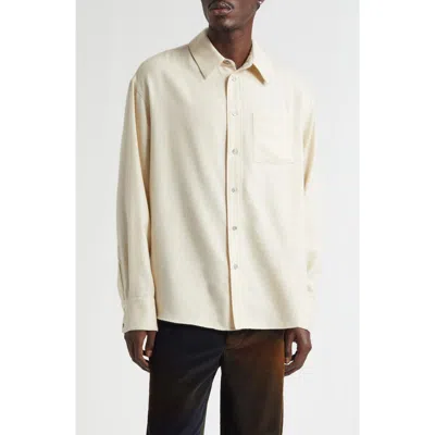 The Elder Statesman Pashimina Wool & Cashmere Button-up Shirt In White