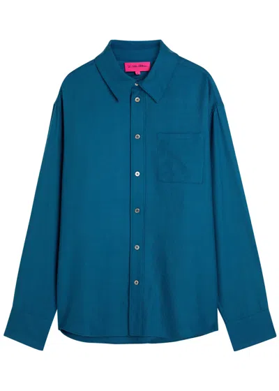 The Elder Statesman Pashmina Wool And Cashmere-blend Shirt In Blue