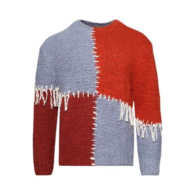 Pre-owned The Elder Statesman Patchwork Boucle Crew 'earth Multicolor' | Multi-color | Men's Size M