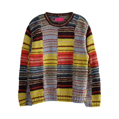Pre-owned The Elder Statesman Patchwork Scrap Crew 'multicolor' | Tan | Men's Size M In Brown