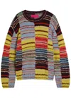 The Elder Statesman Patchwork Striped Knit Sweatshirt In Brown