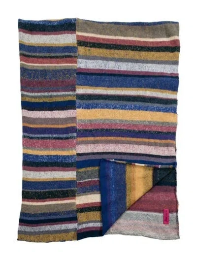 Pre-owned The Elder Statesman Pattern Print Throw Blanket In Blue