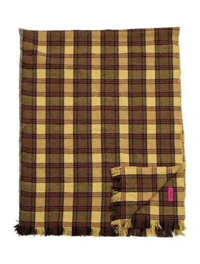 Pre-owned The Elder Statesman Pattern Print Throw Blanket In Yellow