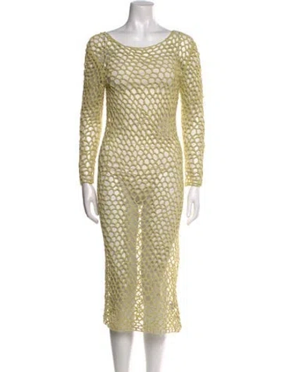 Pre-owned The Elder Statesman Patterned Midi Length Dress In Green