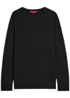 The Elder Statesman Pica Logo-embroidered Cotton And Cashmere-blend Top In Black