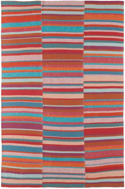 The Elder Statesman Pink & Blue Stripe Super Soft Blanket In Bnf/ivr/flg/mib