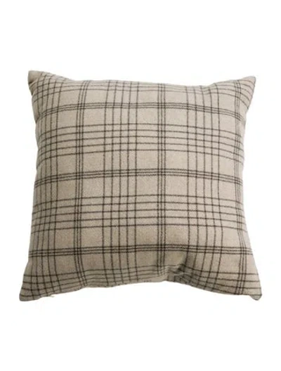 Pre-owned The Elder Statesman Plaid Cashmere Pillow In Neutrals