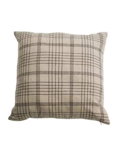Pre-owned The Elder Statesman Plaid Cashmere Pillow In Neutrals