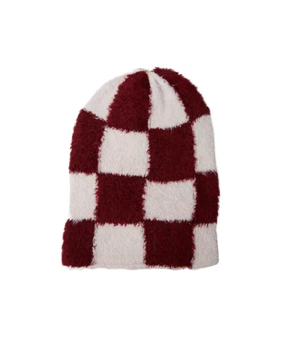 The Elder Statesman Plaid Knitted Hat In Pink