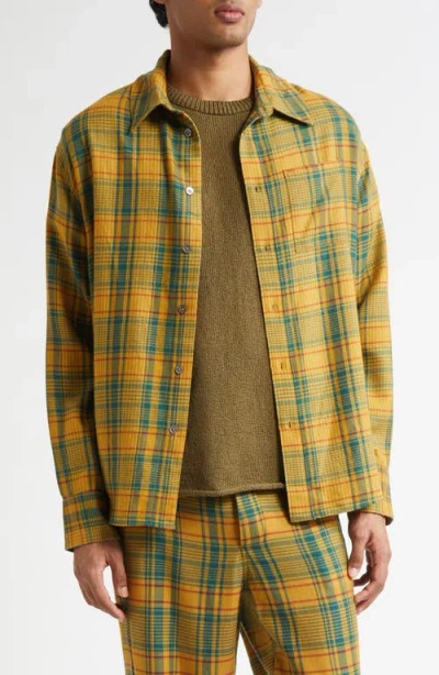 The Elder Statesman Plaid Pashmina Big Cashmere & Wool Button-up Shirt In Multi
