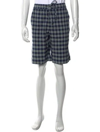 Pre-owned The Elder Statesman Plaid Print Jogger Shorts W/ Tags In Blue