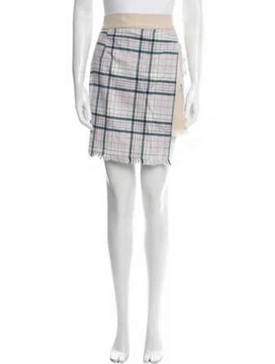 Pre-owned The Elder Statesman Plaid Print Mini Skirt W/ Tags In Neutral