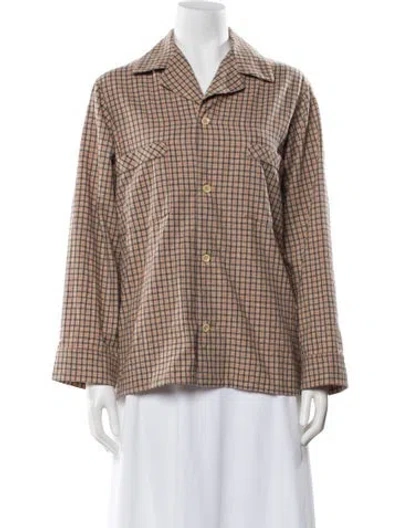 Pre-owned The Elder Statesman Plaid Print Pajama Top In Neutral