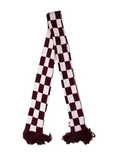 Pre-owned The Elder Statesman Plaid Print Scarf In Burgundy