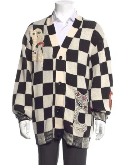 Pre-owned The Elder Statesman Plaid Print V-neck Cardigan In Multi