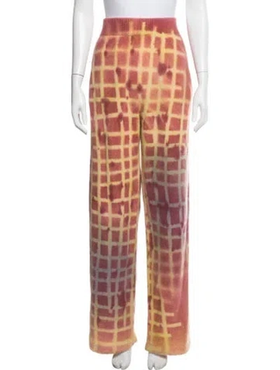 Pre-owned The Elder Statesman Plaid Print Wide Leg Pants In Multi