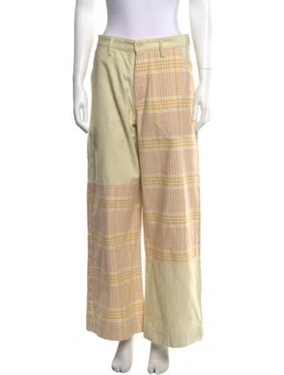 Pre-owned The Elder Statesman Plaid Print Wide Leg Pants W/ Tags In Neutral