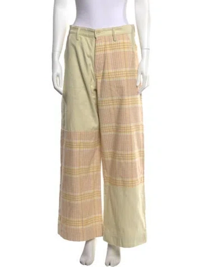 Pre-owned The Elder Statesman Plaid Print Wide Leg Pants W/ Tags In Neutral