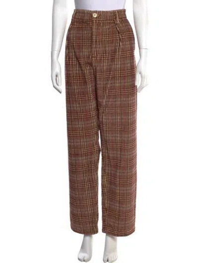 Pre-owned The Elder Statesman Plaid Print Wide Leg Pants W/ Tags In Neutral