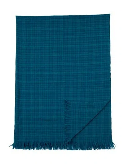 Pre-owned The Elder Statesman Plaid Woven Blanket In Blue