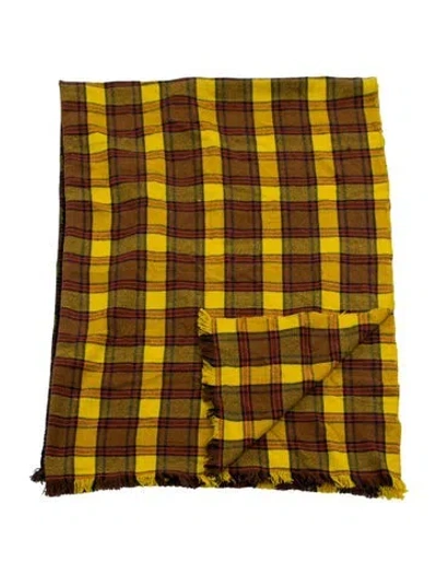 Pre-owned The Elder Statesman Plaid Woven Throw In Yellow