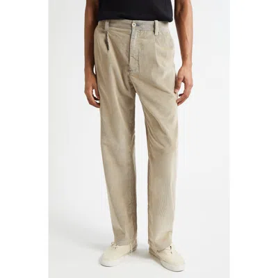 The Elder Statesman Pleated Corduroy Trousers In Neutral