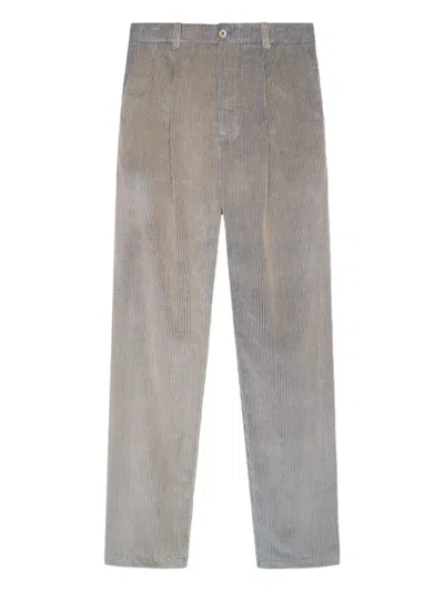 The Elder Statesman Pleated Wale Cord Trousers In Gray